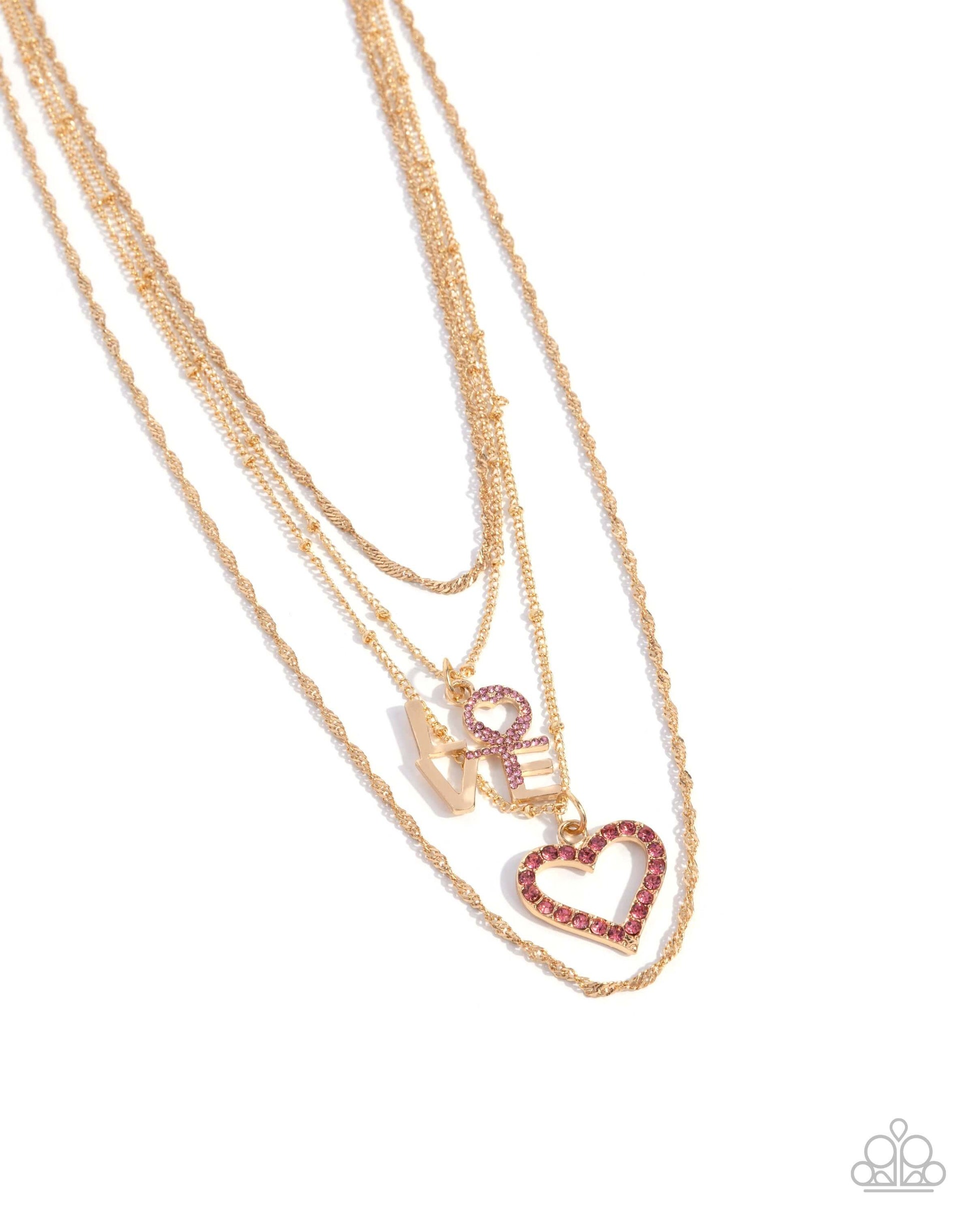 Courting Caliber - Gold Paparazzi Heart Necklace $5 Jewelry with Janet Morgan Necklace