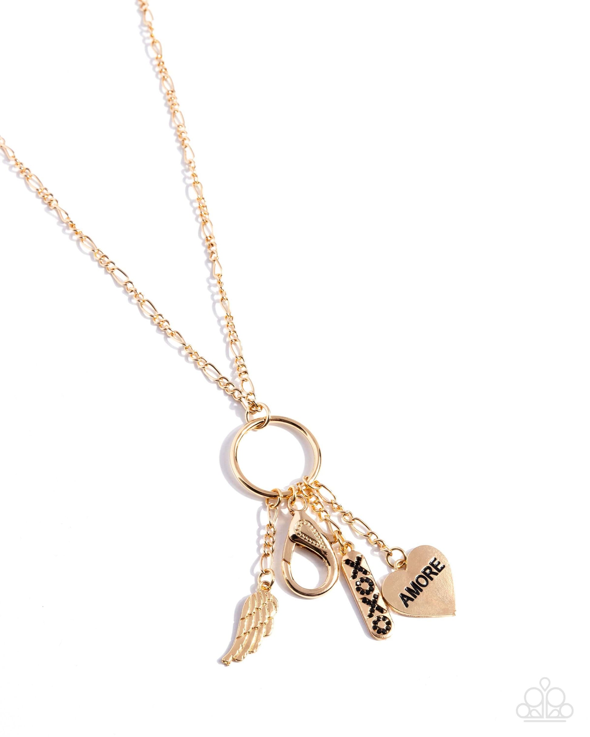 Con Amore - Gold Paparazzi Charm Necklace Lanyard $5 Jewelry with Janet Morgan Necklace