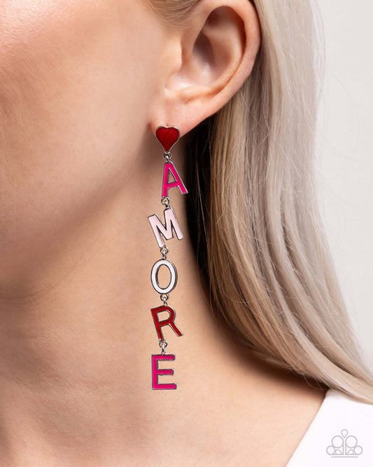 PREORDER ~ Amore Mio - Multi Paparazzi Love Earrings Accessories,earrings,Post,Red,Valentine