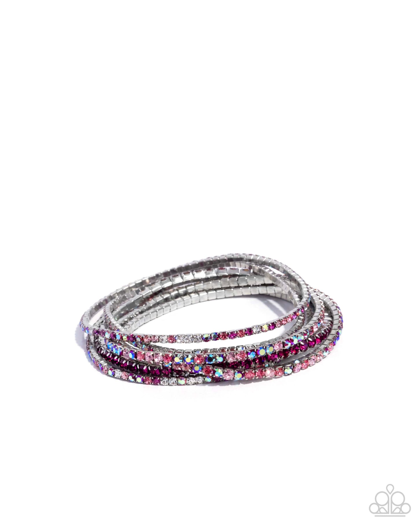 Rhinestone Review - Pink Paparazzi Bracelet Accessories,Bracelet,Iridescence,Pink,Stretchy