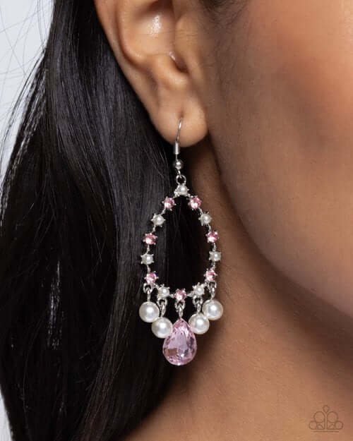 Baroness Behavior Paparazzi Pink Earrings Accessories,earrings,Pink