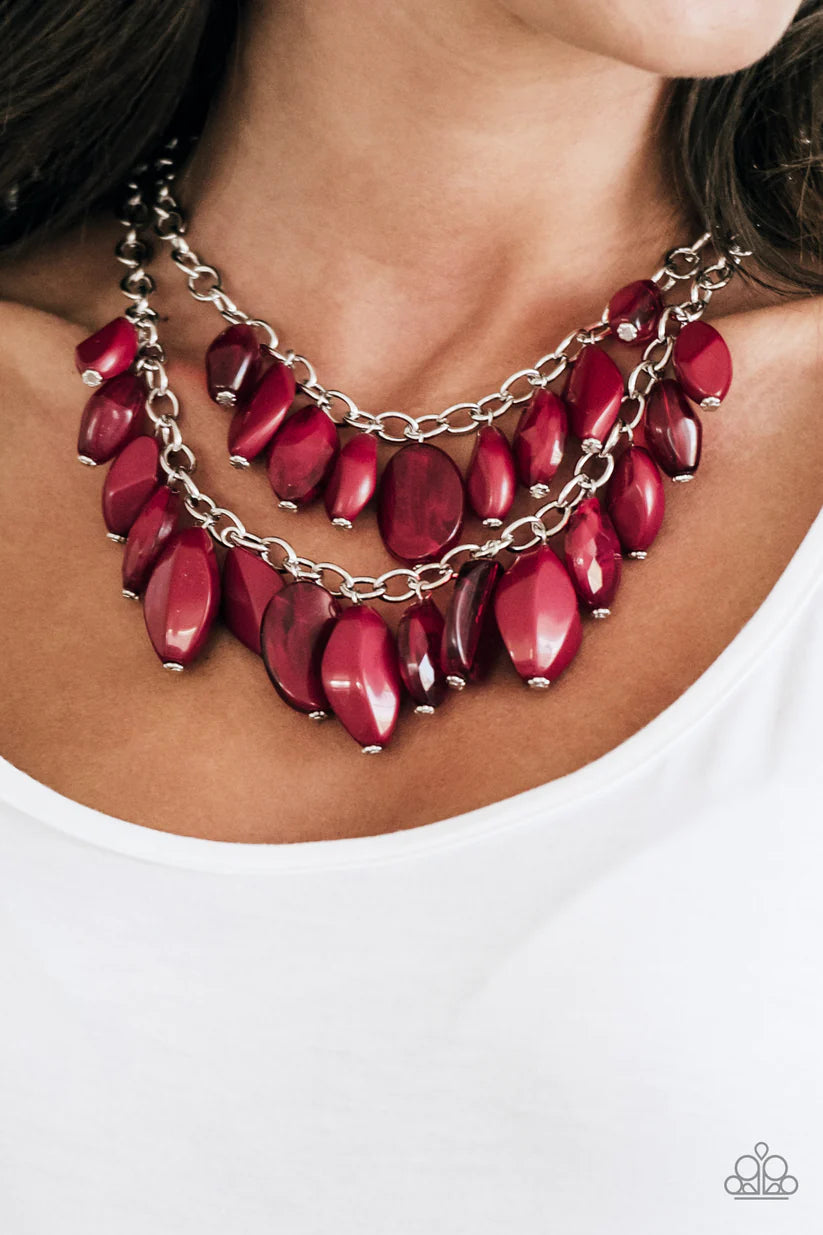 Royal Retreat - red - Paparazzi necklace $5 Jewelry with Janet Morgan Necklace