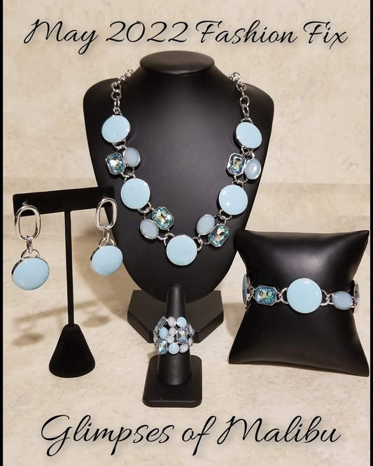 Glimpses Of Malibu Blue Paparazzi Fashion Fix-May 2022 $5 Jewelry with Janet Morgan Jewelry Set