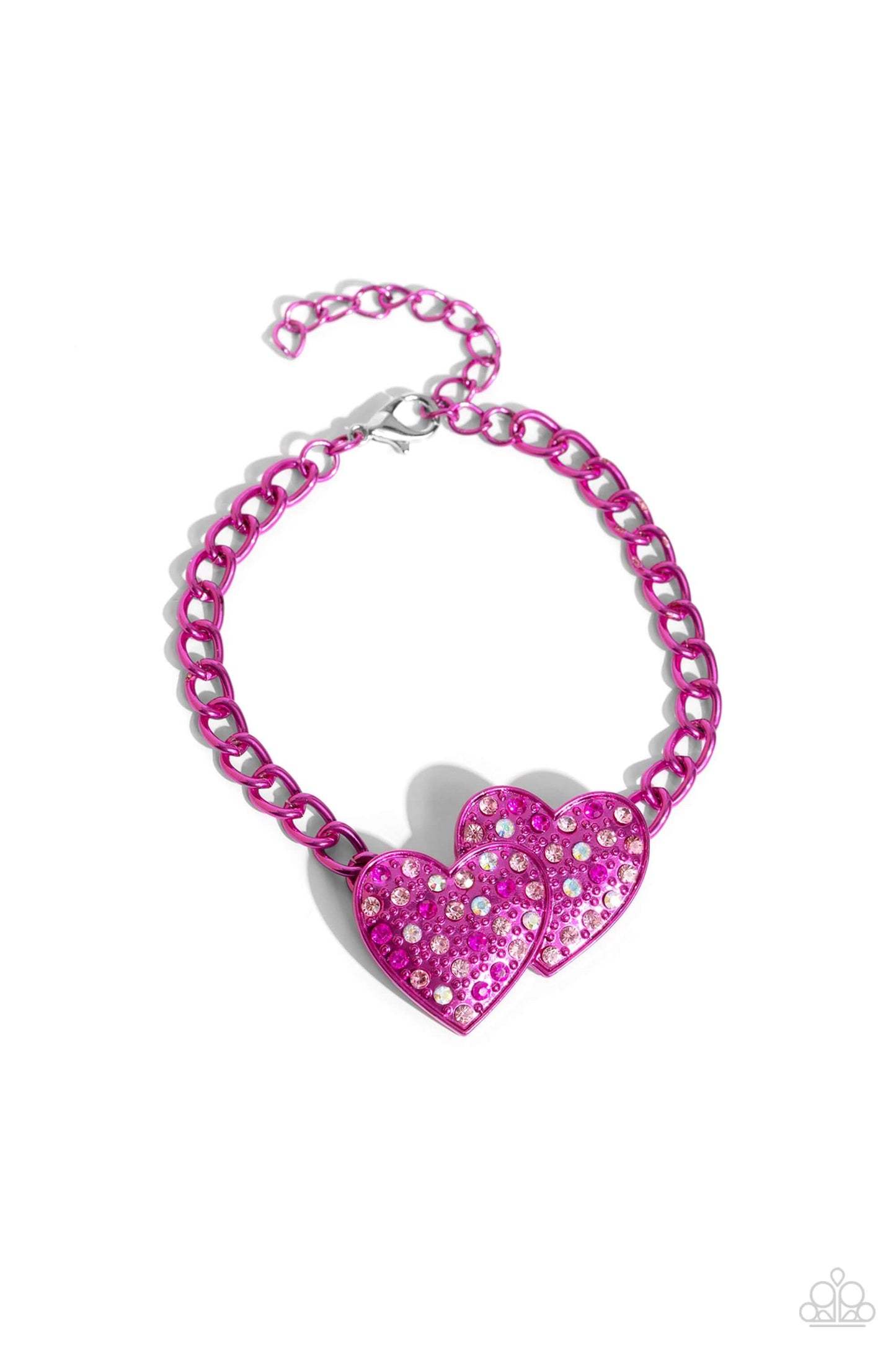 Lovestruck Lineup - Pink Paparazzi Heart Bracelet $5 Jewelry with Janet Morgan Bracelets