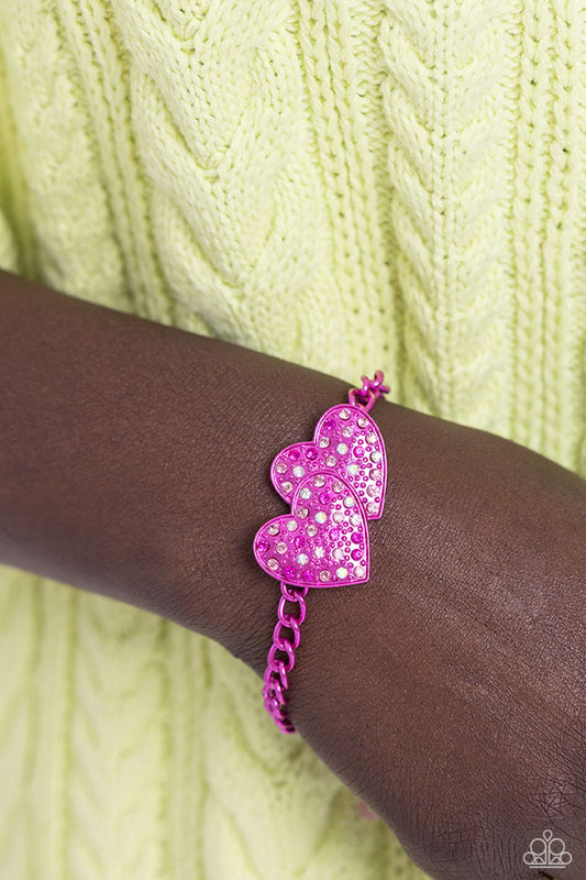 Lovestruck Lineup - Pink Paparazzi Heart Bracelet $5 Jewelry with Janet Morgan Bracelets