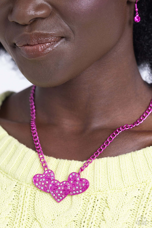 Low-Key Lovestruck - Pink Paparazzi Necklace $5 Jewelry with Janet Morgan Necklaces