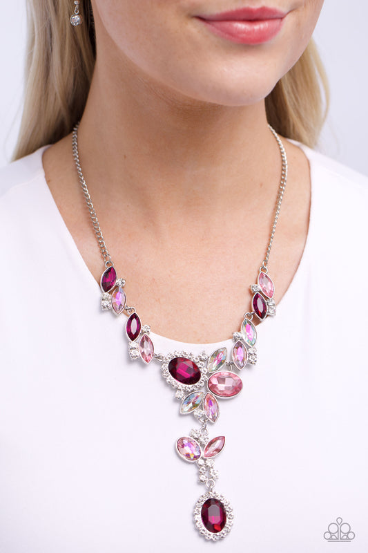 Generous Gallery - Pink Paparazzi Necklace Accessories, Iridescence, Necklace, Pink, Short Necklace, Silver Accents TMST BLING