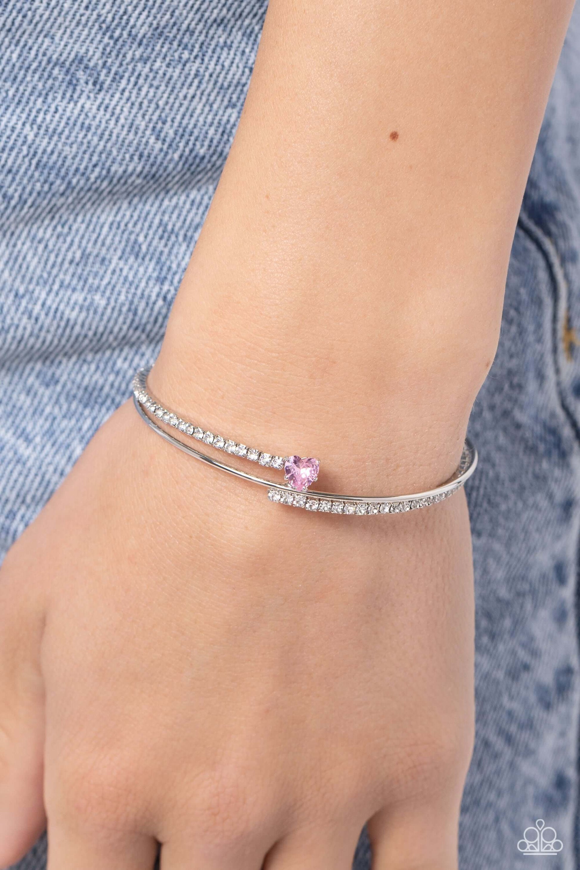 Sensational Sweetheart - Pink Paparazzi Heart Bracelet $5 Jewelry with Janet Morgan Bracelets