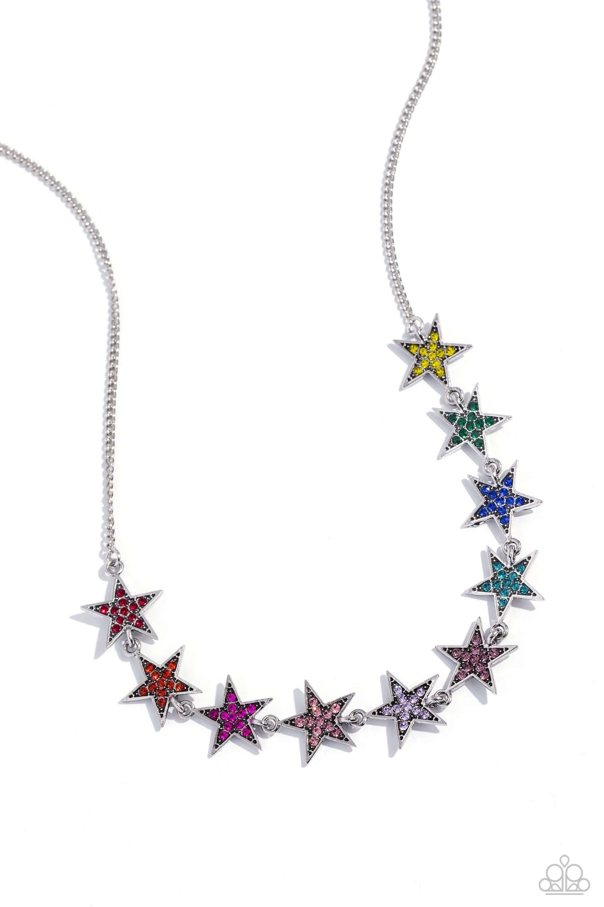 Star Quality Sensation - Multi Paparazzi Necklace Accessories, Multicolor, Necklace, Short Necklace, Silver Accents, Stars