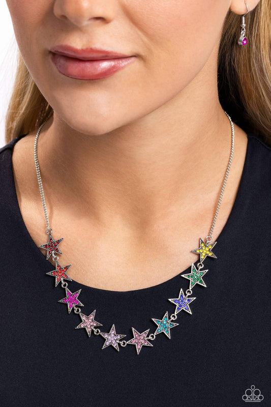 Star Quality Sensation - Multi Paparazzi Necklace Accessories, Multicolor, Necklace, Short Necklace, Silver Accents, Stars