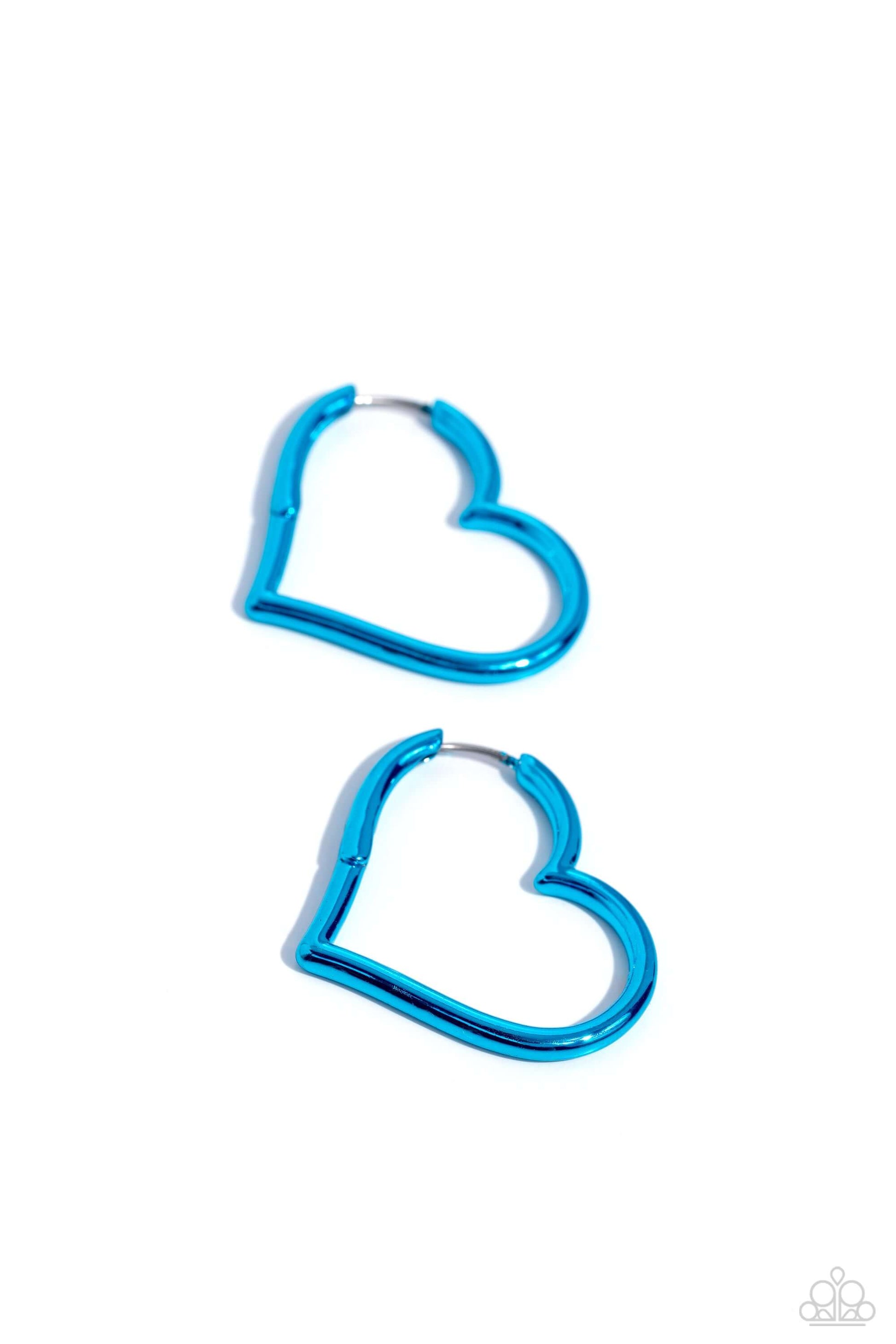 Loving Legend - Blue Paparazzi Heart Hoop Earring $5 Jewelry with Janet Morgan Earrings