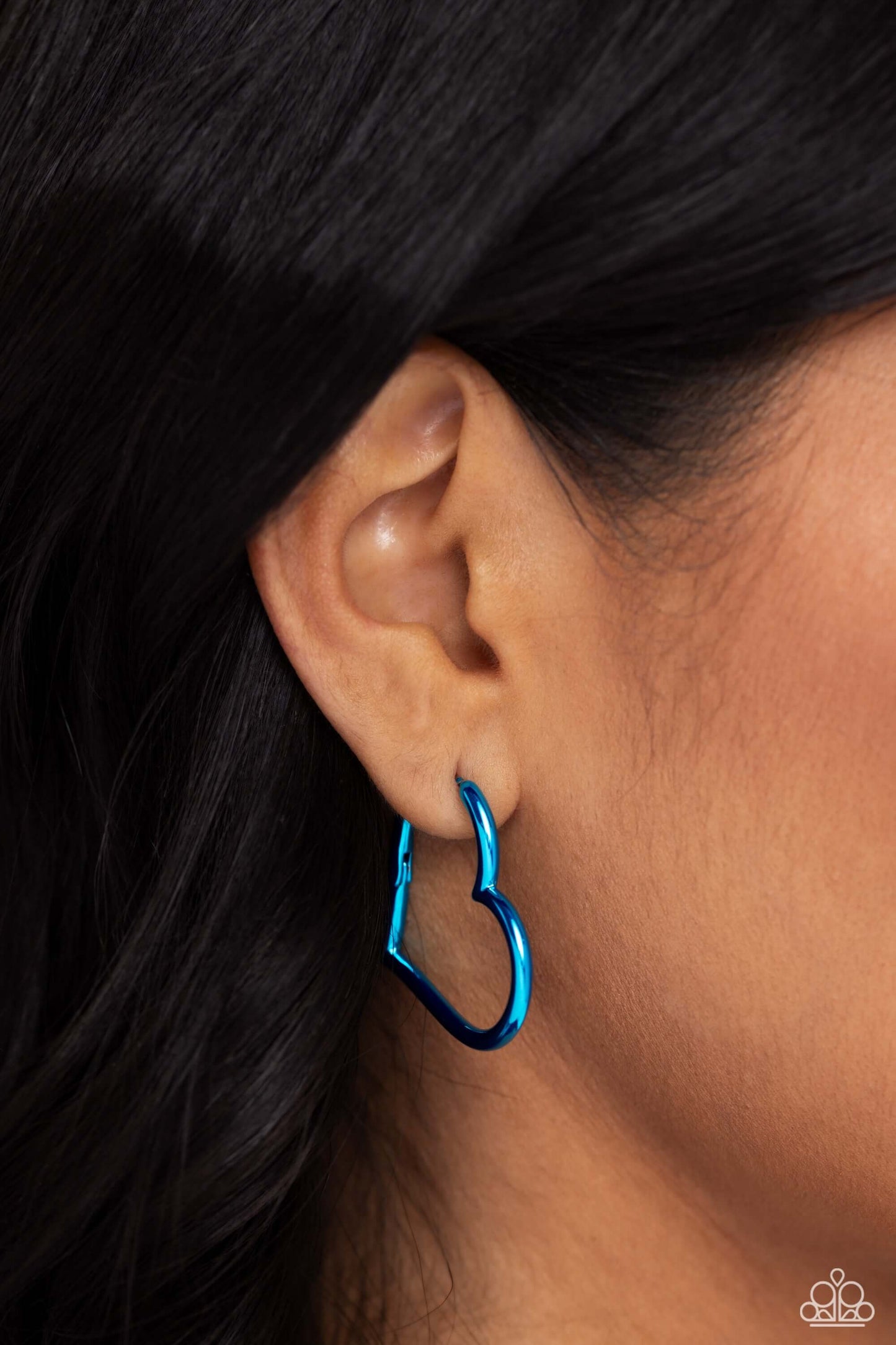 Loving Legend - Blue Paparazzi Heart Hoop Earring $5 Jewelry with Janet Morgan Earrings