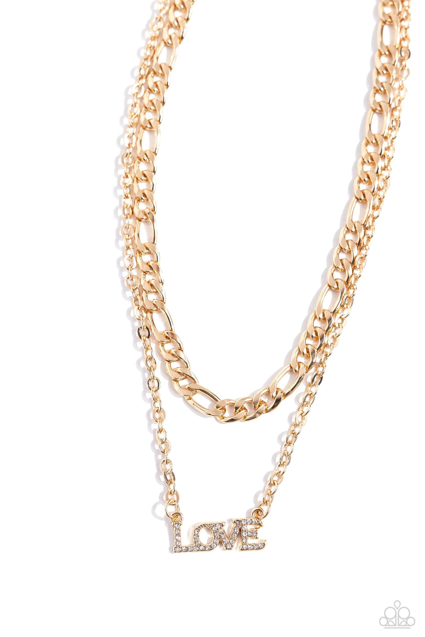 Lovely Layers - Gold Paparazzi Love Necklace $5 Jewelry with Janet Morgan Necklaces