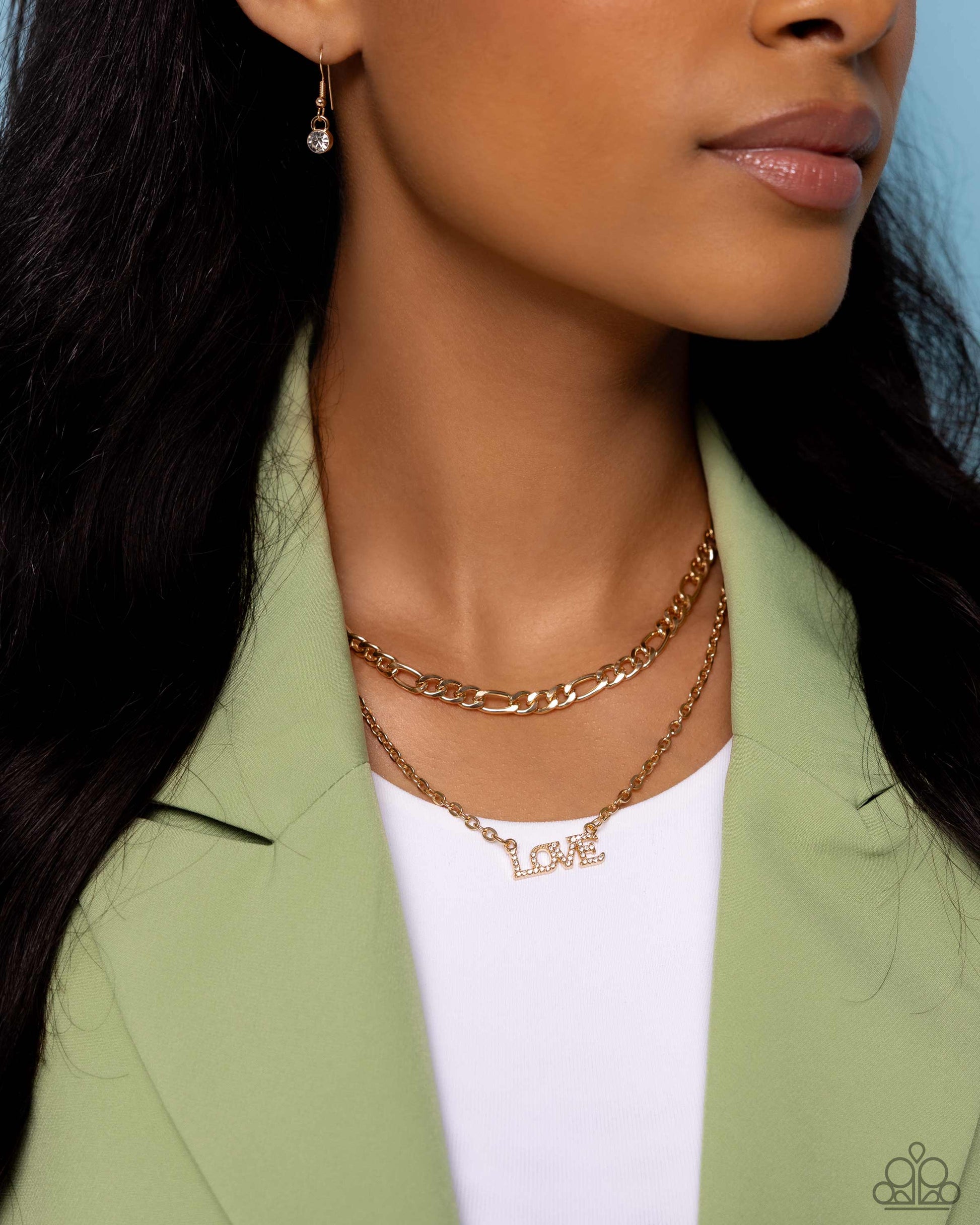 Lovely Layers - Gold Paparazzi Love Necklace $5 Jewelry with Janet Morgan Necklaces