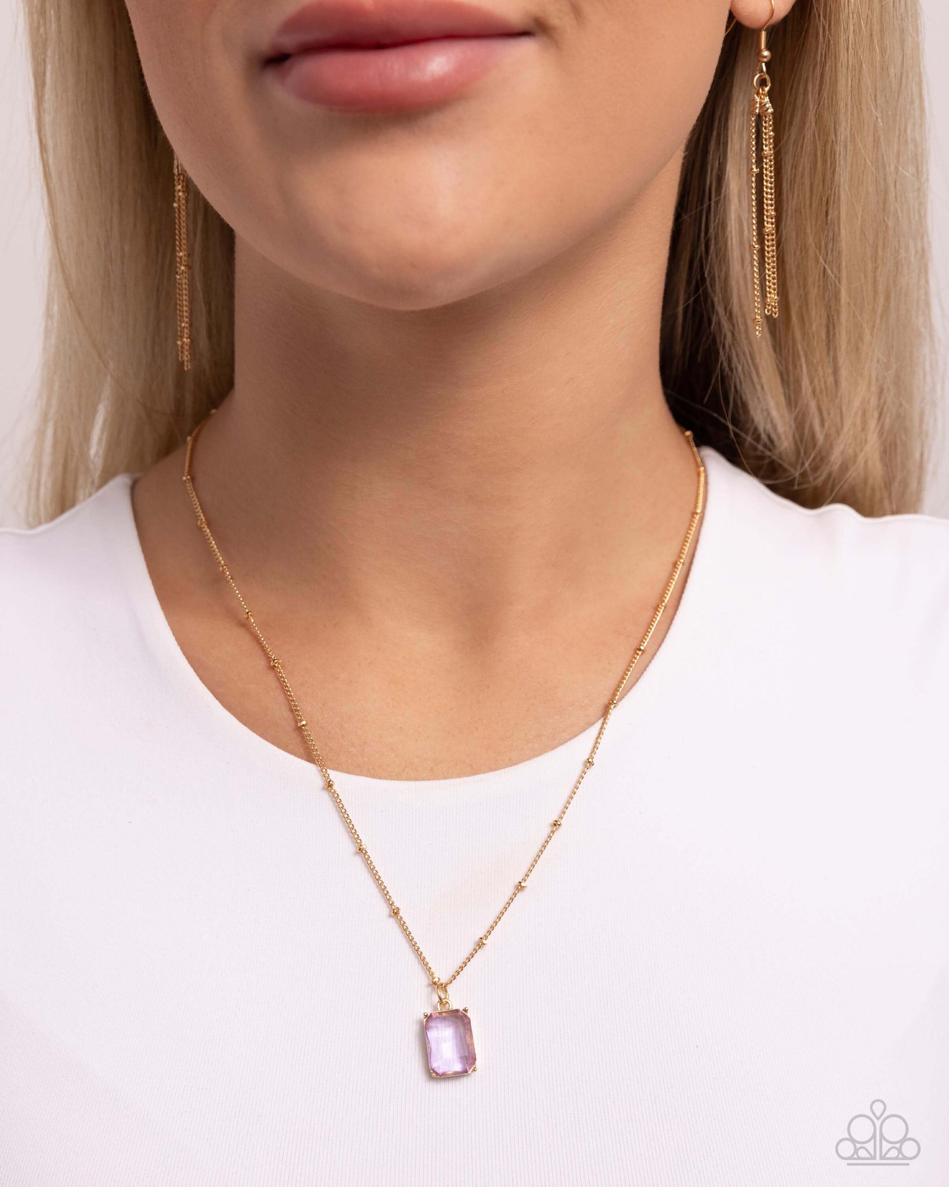 Suave Simplicity - Purple Paparazzi Necklace Accessories, Gold, Necklace, purple, Short Necklace