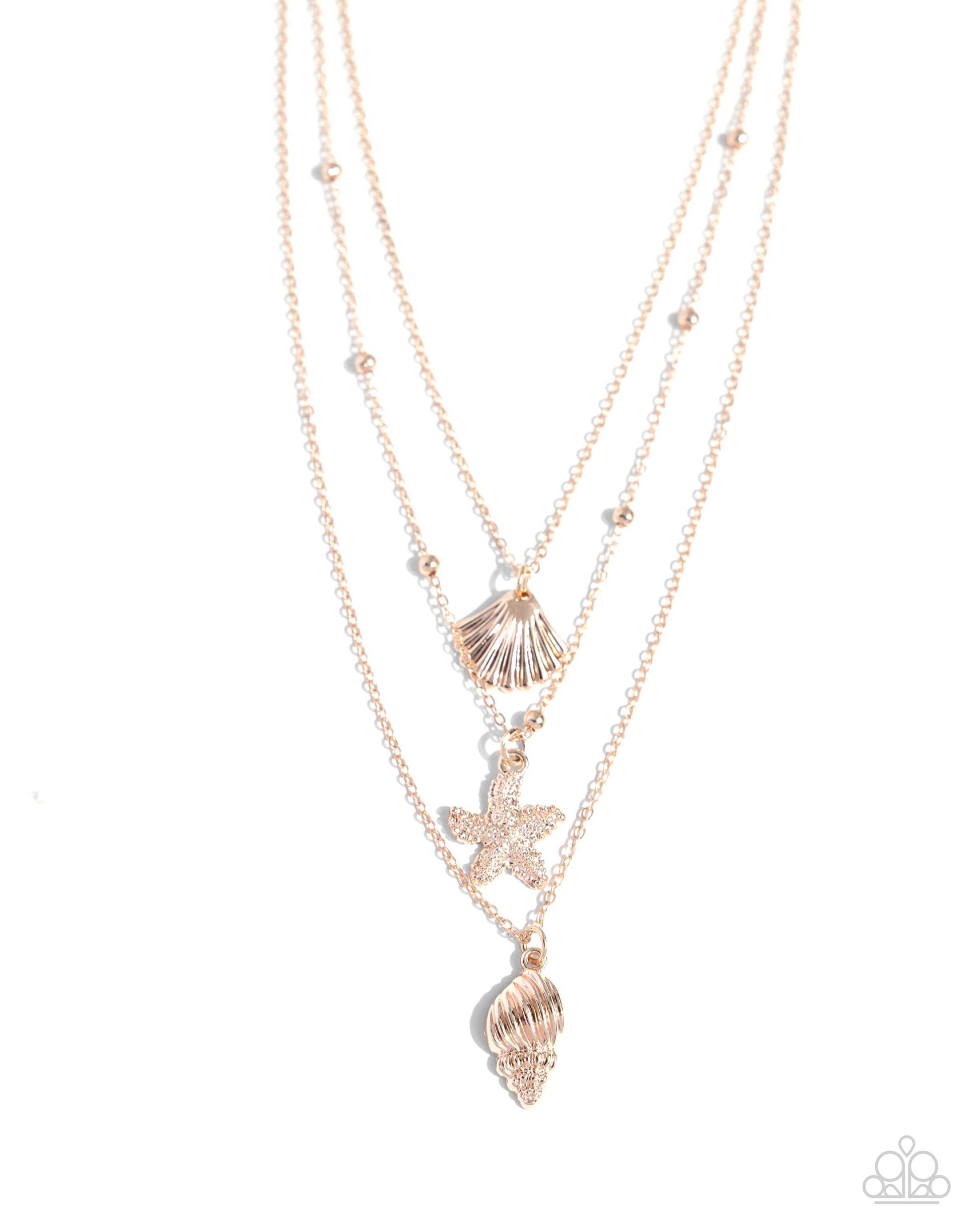 Seashell Sonata - Rose Gold Paparazzi Necklace $5 Jewelry with Janet Morgan Necklaces